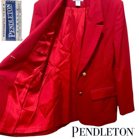 Pendleton Vintage 100% Virgin Wool Blazer Suit Jacket Made in USA Red Womens 8 - Picture 12 of 16